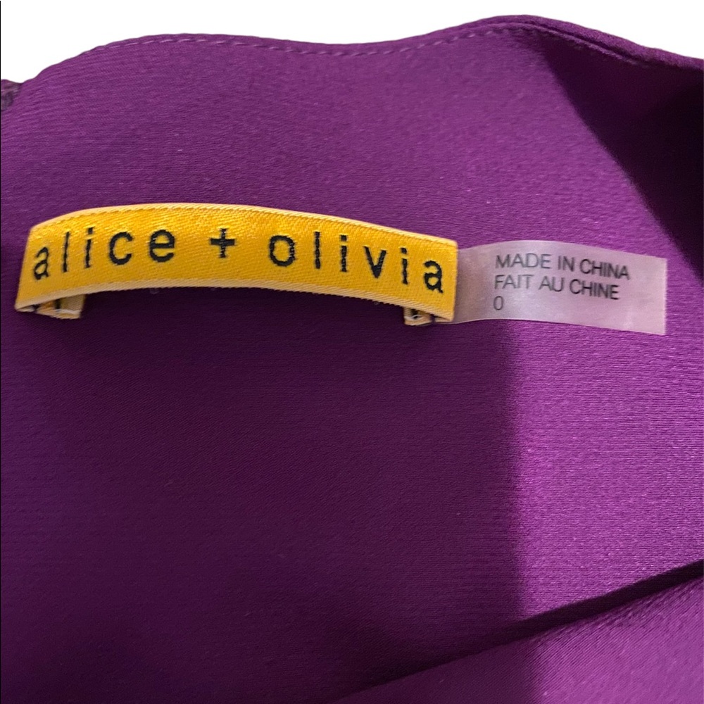 Alice + Olivia purple silk and leather party dress with cutout at back - Picture 5 of 13